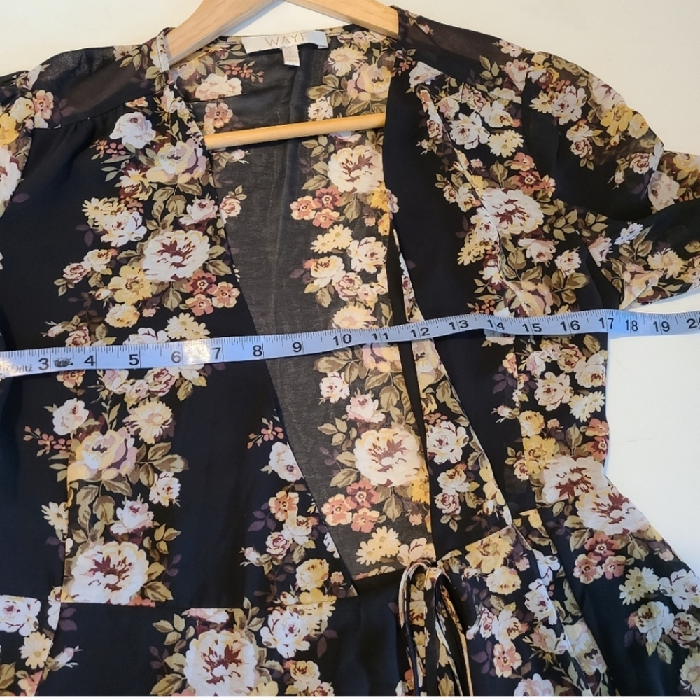 Wayfa Oleander Floral Boho Wrap Long Sleeve Mini Dress - Picture 5 of 7